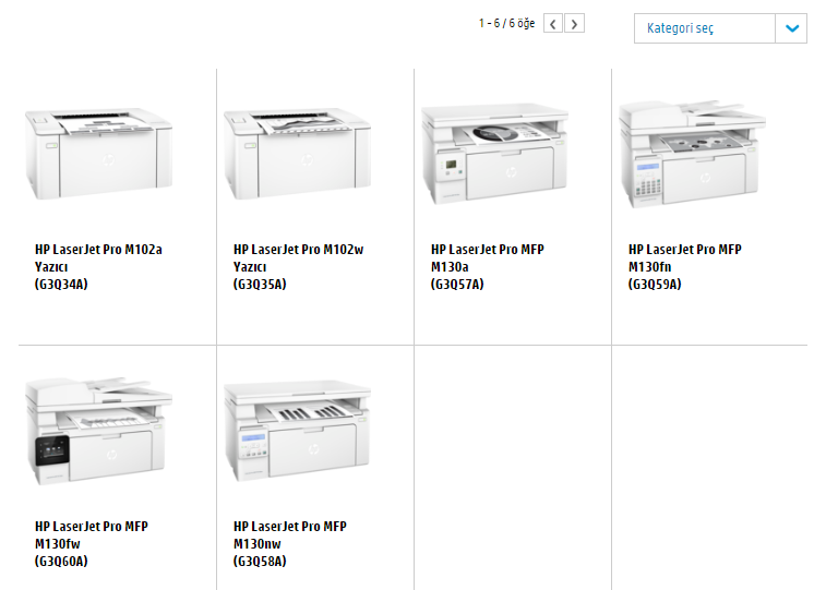 HP 17a toner ve 19a drum kullanan yazıcılar