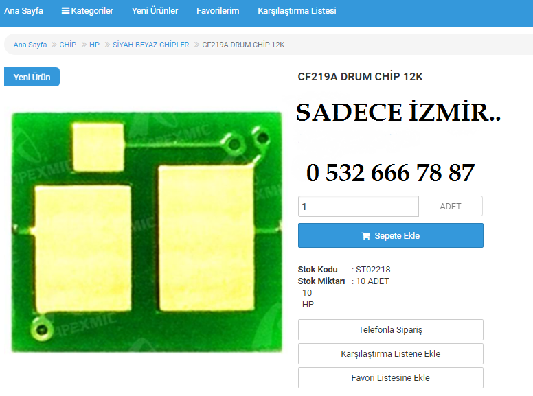 Hp CF219A drum çipi 19A Muadil drum reset