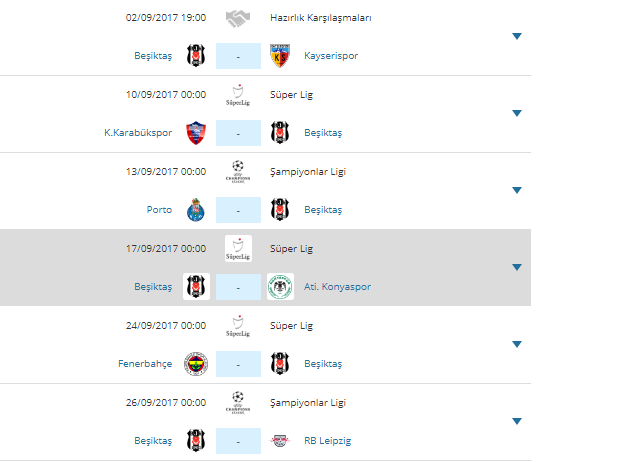 Beşiktaş karabük maçı kadrosu ve eylül 2017 fikstür