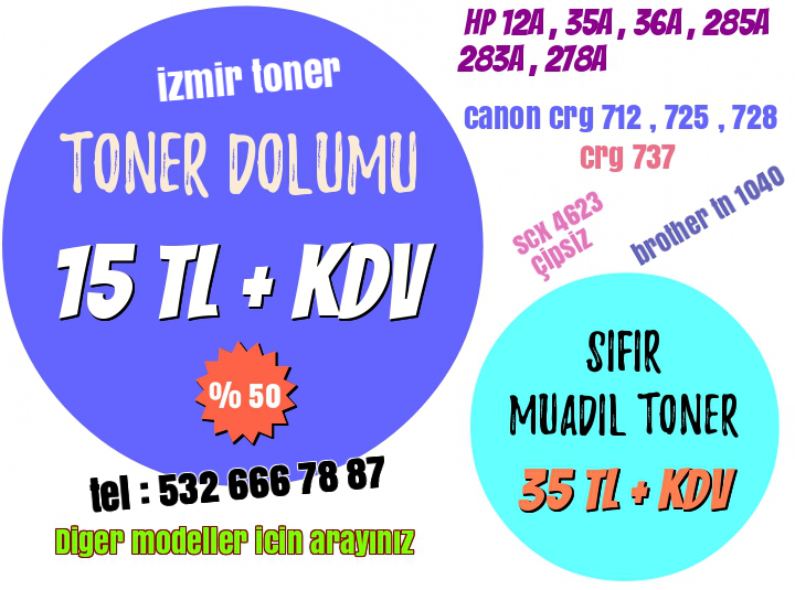 İzmir'de canon crg 737 muadil toner satışı ve toner dolumu